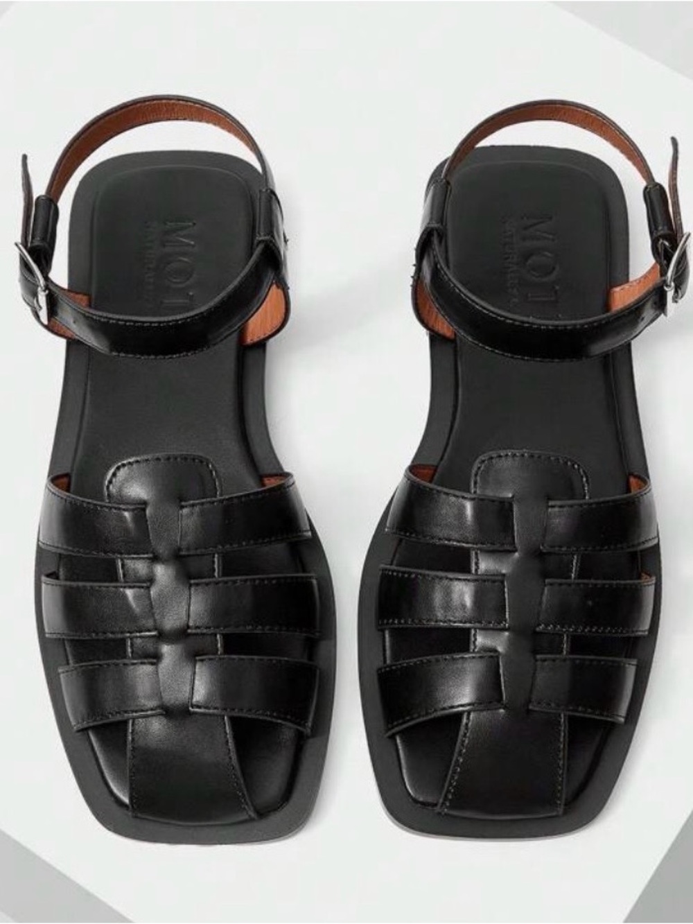 Black Woven Leather Fisherman Sandals MOTF Sz 39